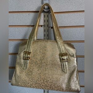 Vintage Gold Purse Shiny 1960’s Vinyl‎ Evening Bag Classic Classy